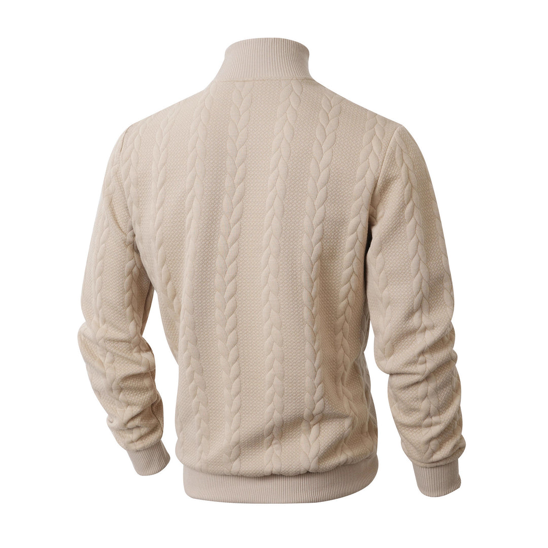 Elegant knitted sweater for men with high collar and relief pattern Lune London