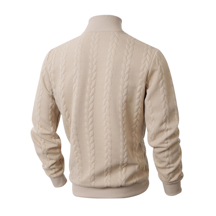 Elegant knitted sweater for men with high collar and relief pattern Lune London