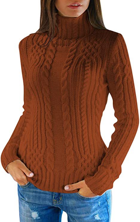 Sweater women with high neck and cable knit pattern Lune London