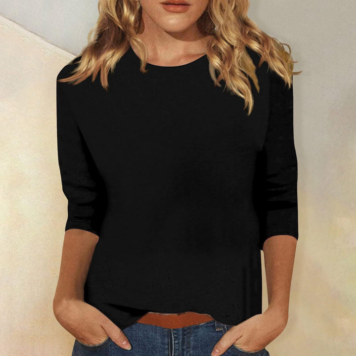 Women's Casual Top with Elegant 3/4 Sleeves and Curved Hem Lune London