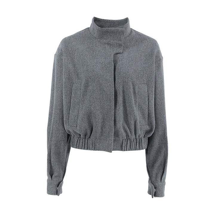 Stylish wool jacket for women with a high collar and balloon sleeves Lune London