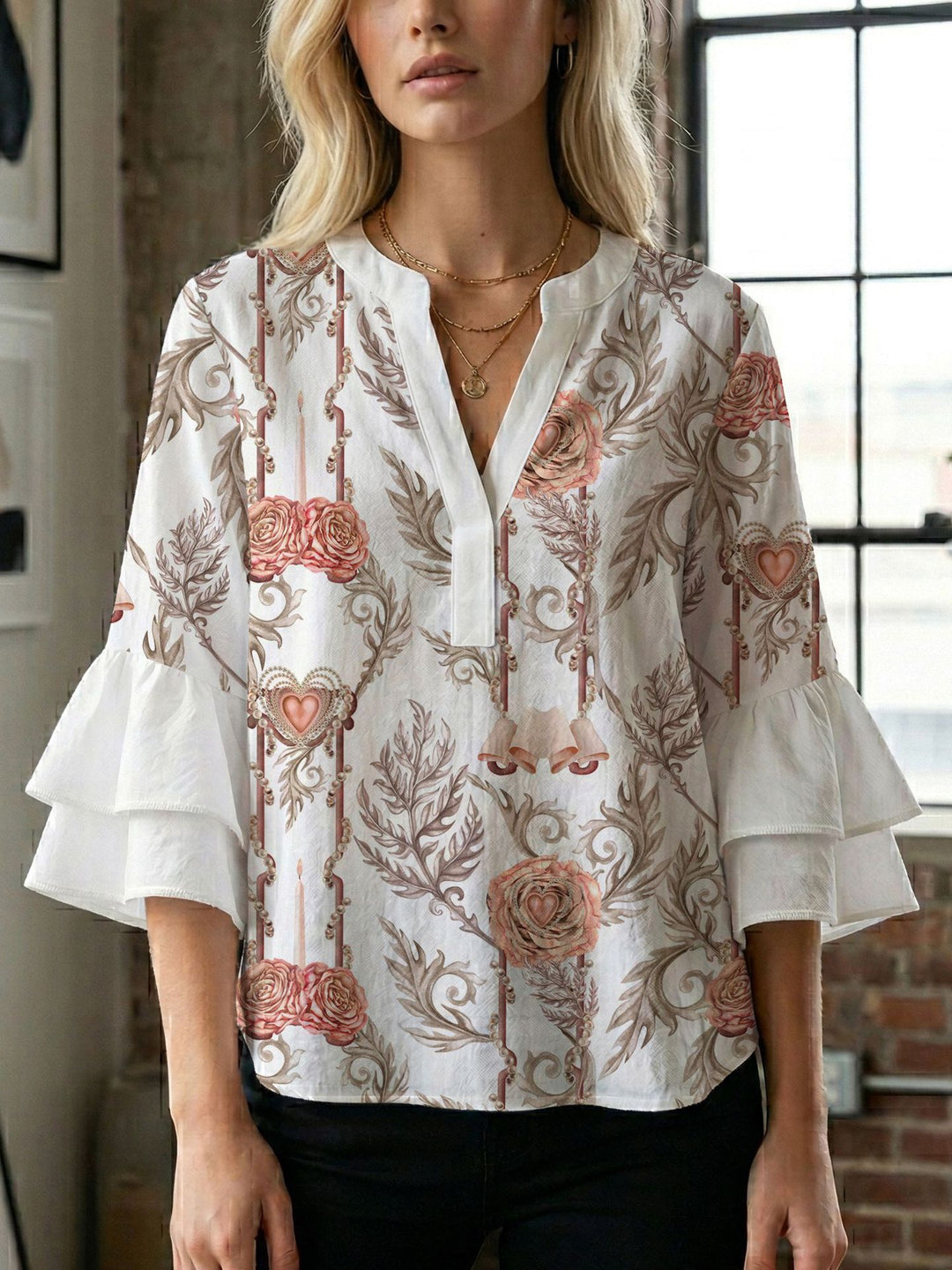 Ladies blouse with beautiful floral design Lune London