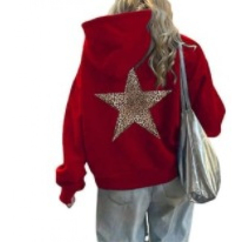 Women’s Hoodie with Glittering Star Motif Lune London
