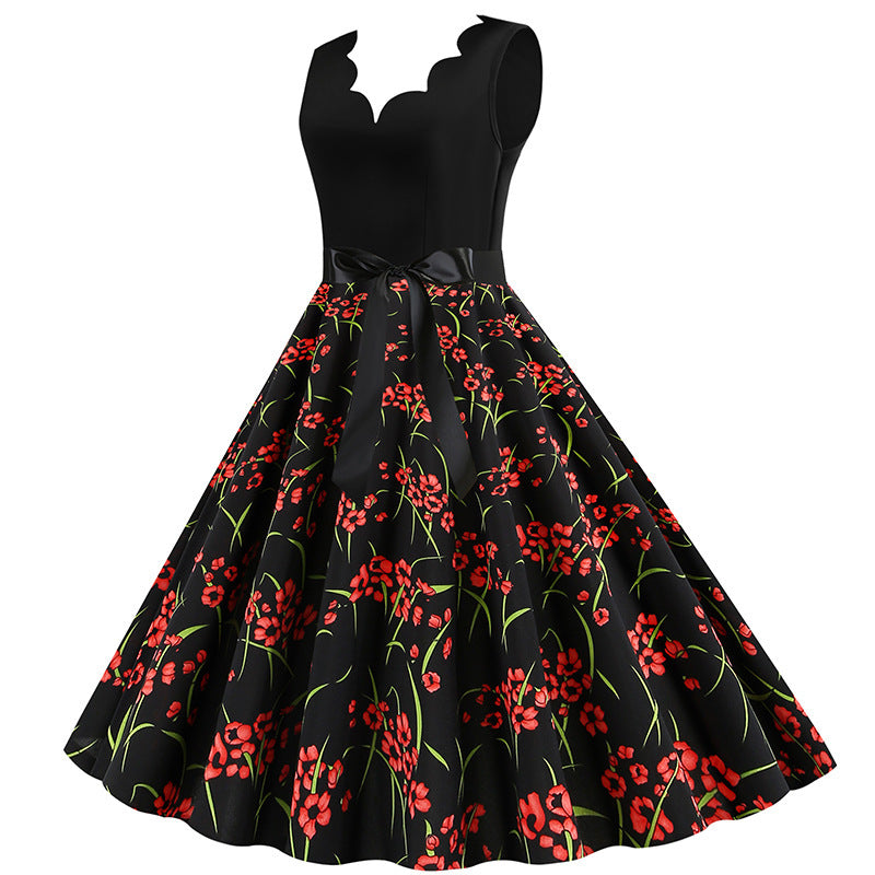 Robe évasée pour femmes avec motif floral et élégant peplum Chic & Stil
