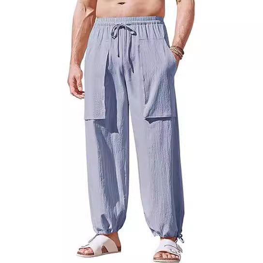 Lune London Men's Loose Summer Pants with Elastic Waist and Pockets