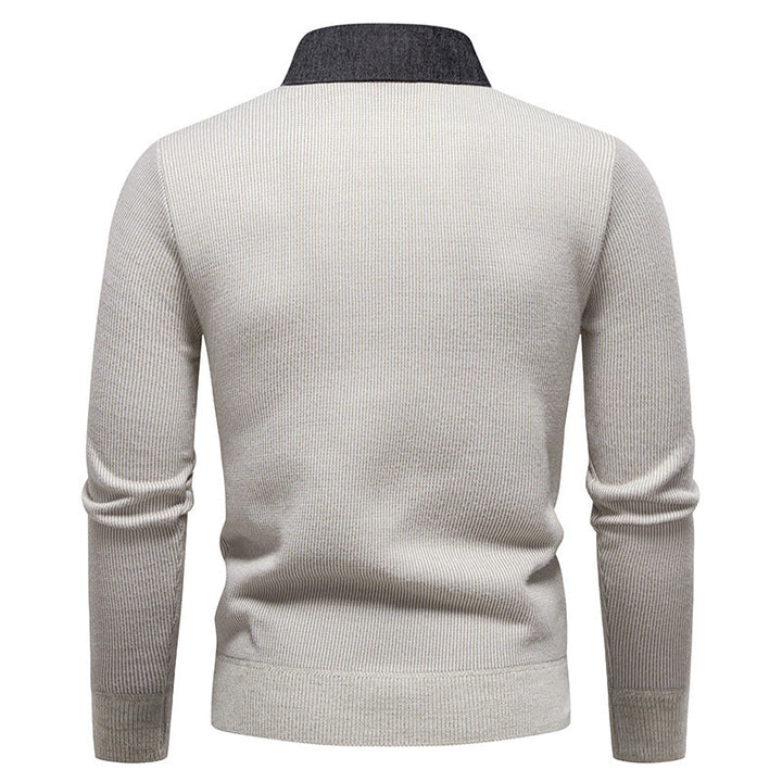 Men's Fine Knit Pullover with Modern Collar Design Lune London