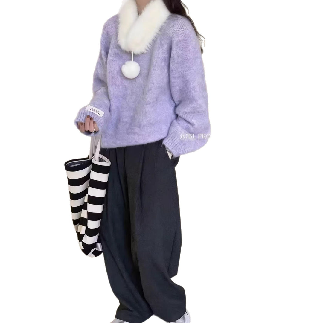 Pull en tricot confortable pour femme avec col amovible Chic & Stil