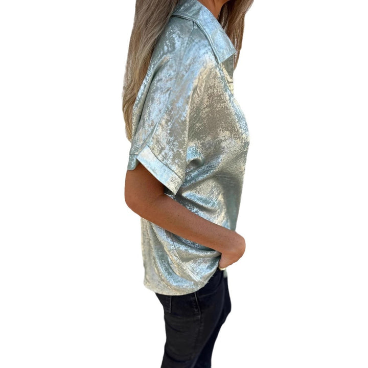 Satin blouse for women with fashionable collar and elegant cut Lune London