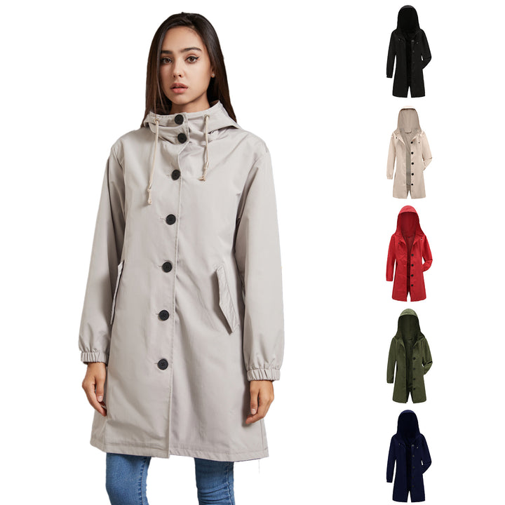 Fashionable transitional jacket for women with adjustable hood and practical pockets Lune London
