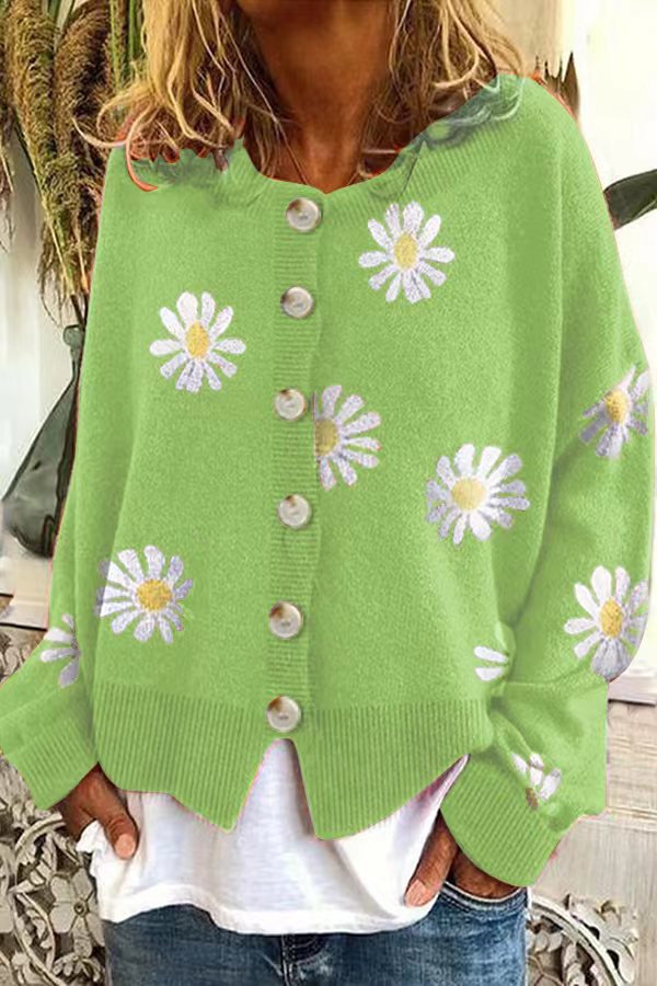 Knitted floral pattern jacket for women with short sleeves Lune London