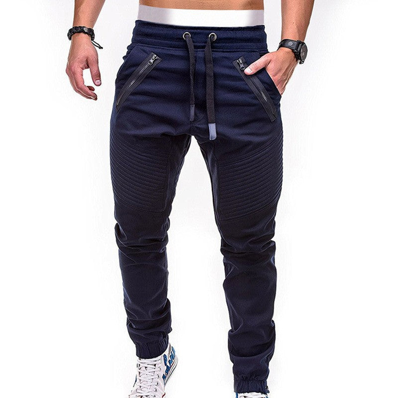 Men's cargo pants with zipper pockets and ribbed knit details Lune London