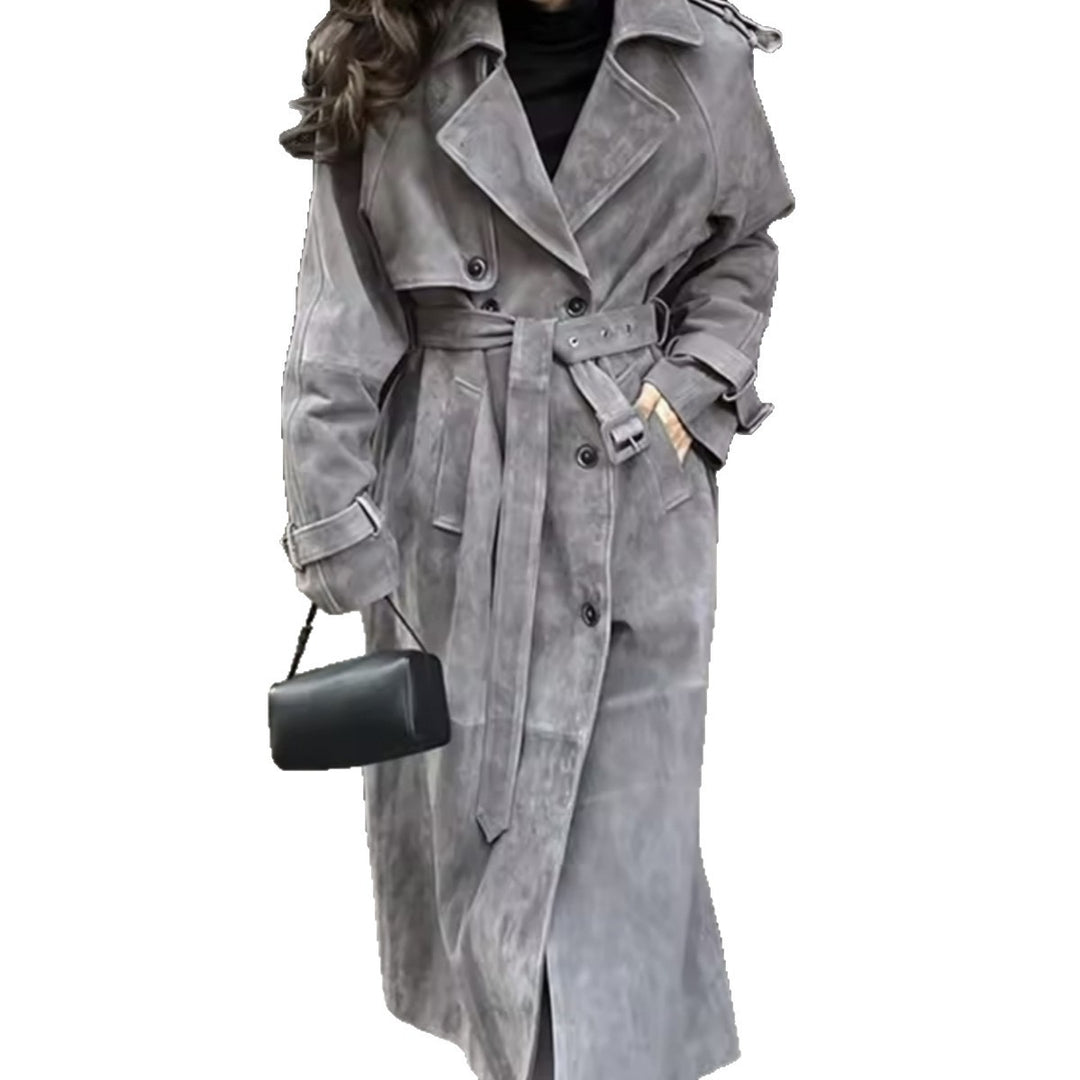 Lune London stylish midi trench coat for women with tie belt and practical pockets