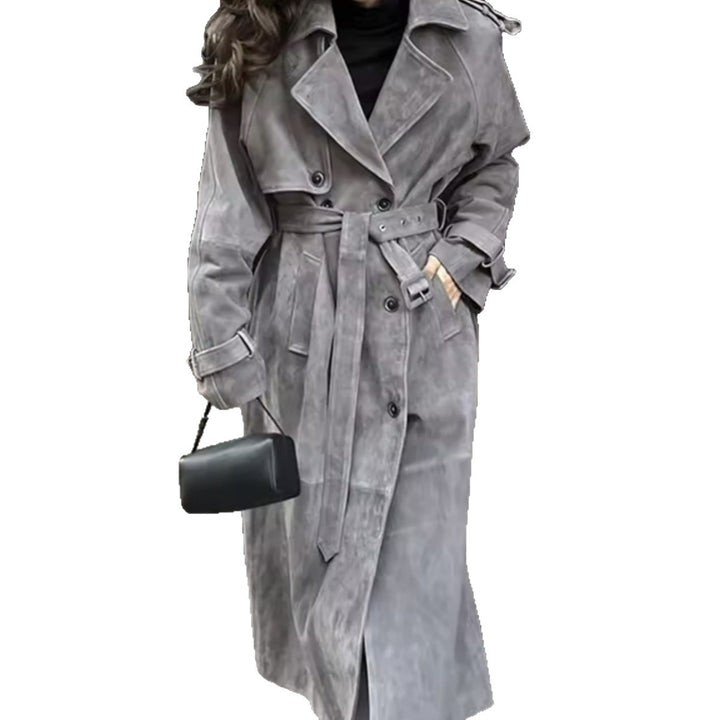 Lune London stylish midi trench coat for women with tie belt and practical pockets