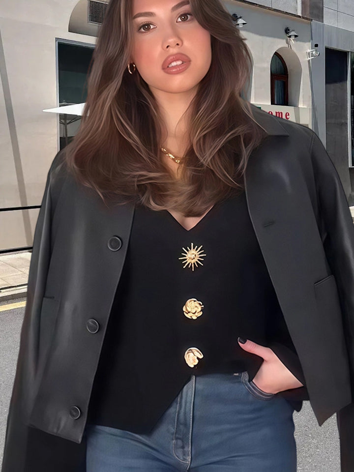 Ladies Elegant Blazer-Top with decorative button details Lune London