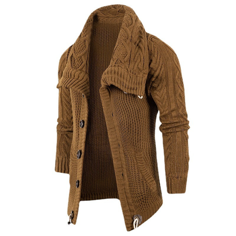 Thick knit jacket for men with foldable collar Lune London