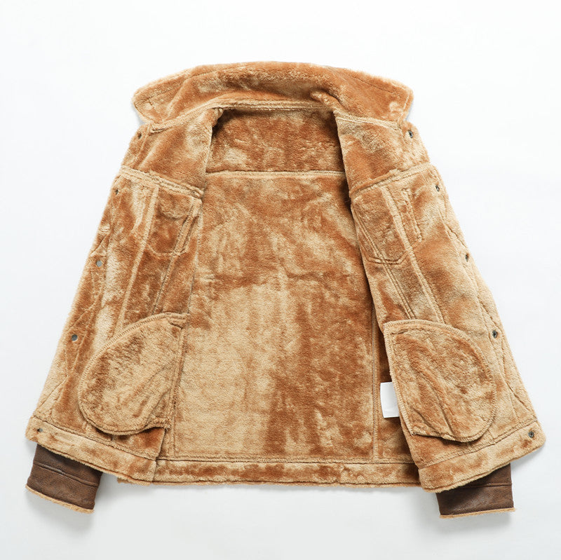 Stylish artificial leather jacket for men with warm teddy lining Lune London