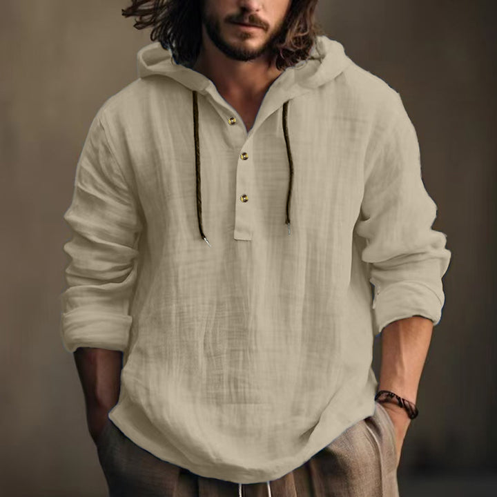 Men's casual hoodie with button placket and comfortable fit Lune London
