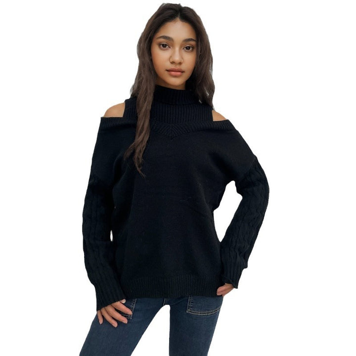 Knit sweater for women with off-shoulder design and structured sleeves Lune London