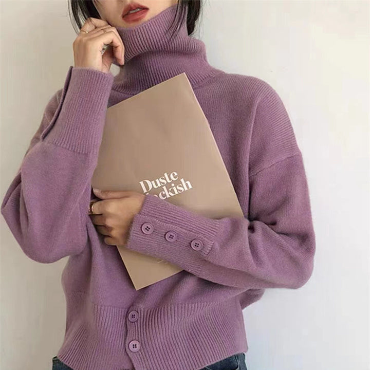 Women's turtleneck sweater with button details and relaxed fit Lune London