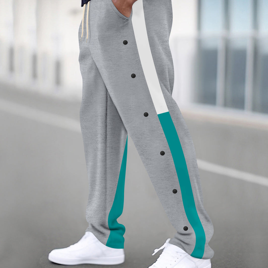 Men's sporty jogger pants with zipper, side pockets, and snap button Lune London