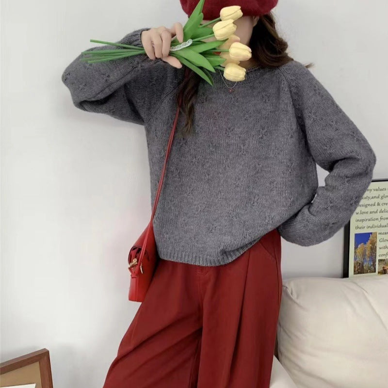 Women Cozy Knit Sweater with Textured Pattern Lune London