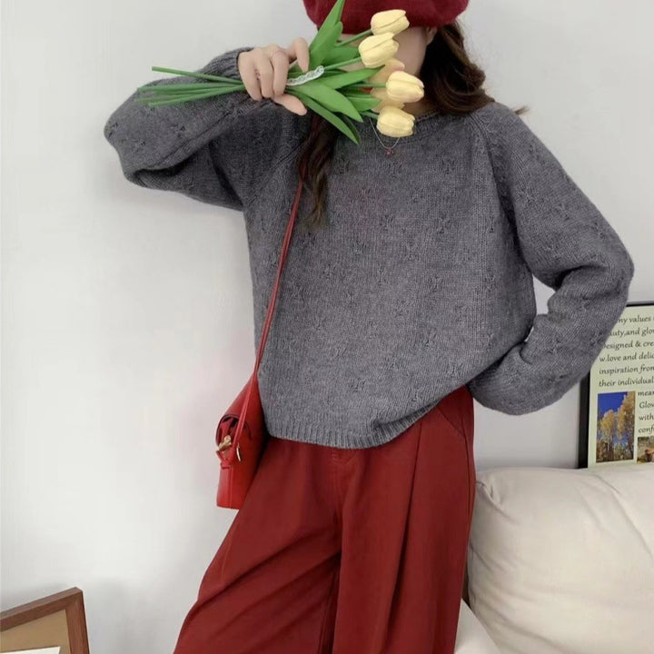 Women Cozy Knit Sweater with Textured Pattern Lune London