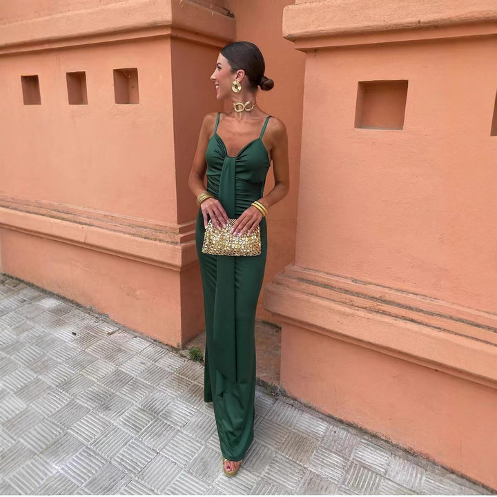 Fitted long dress for women with stylish wrapped design Lune London