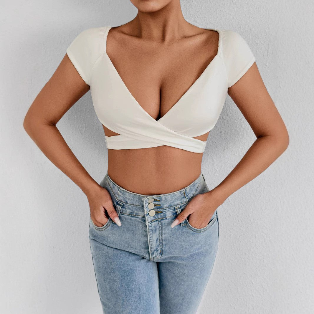 Women’s Crop Top with Elegant Wrap Design Lune London