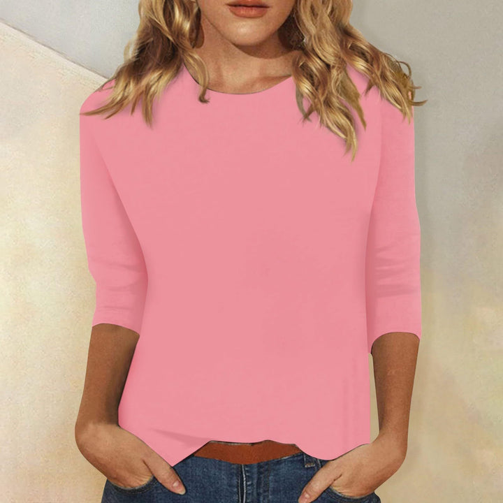 Lune London | Round Neck Three-Quarter Sleeve Solid Color Tee