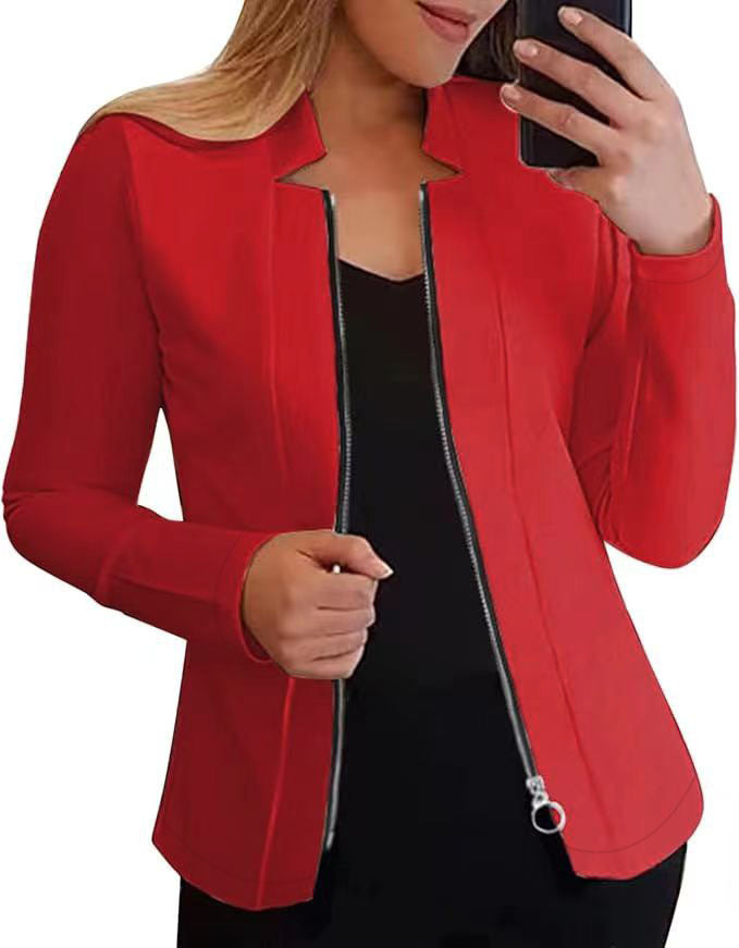 Women's biker jacket with innovative cut and practical zipper details Lune London