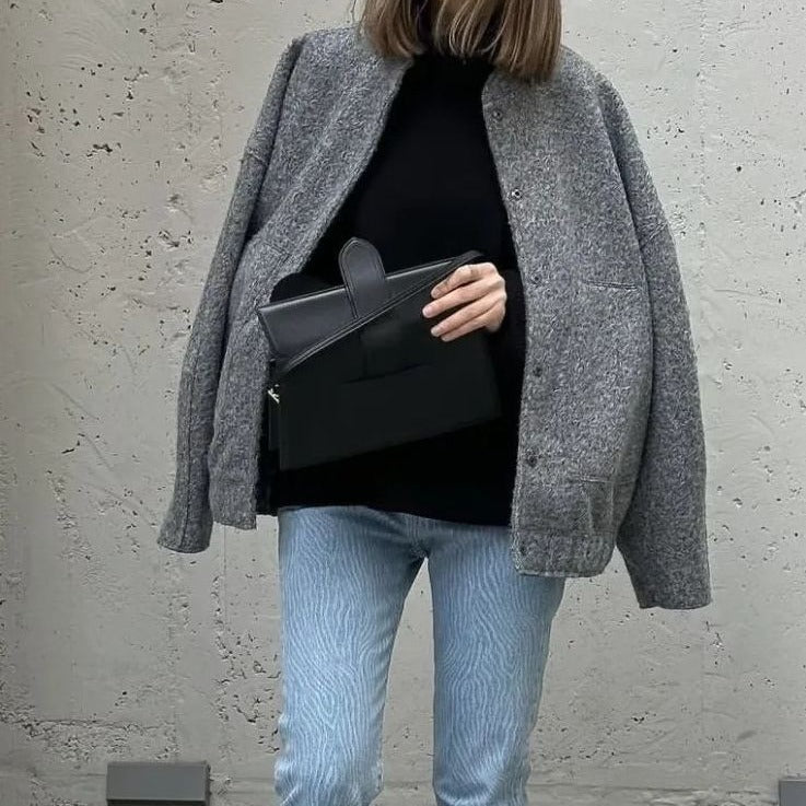Casual transition jacket for women with high collar and large pockets Lune London