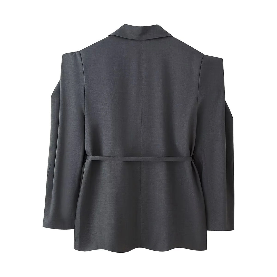 Blazer jacket for women with wide shoulders and adjustable belt Lune London