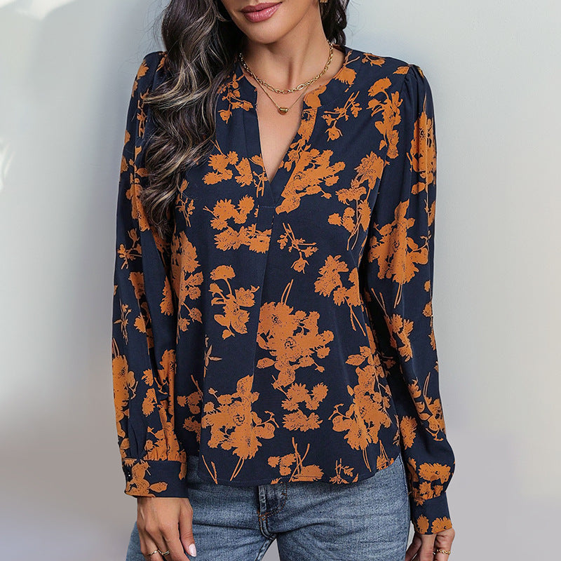 Shirt for women with floral pattern and elegant puff sleeves Lune London