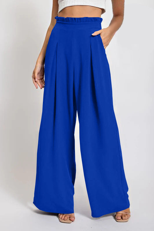 Loose high-waisted pants for women with pleats and elastic waist Lune London