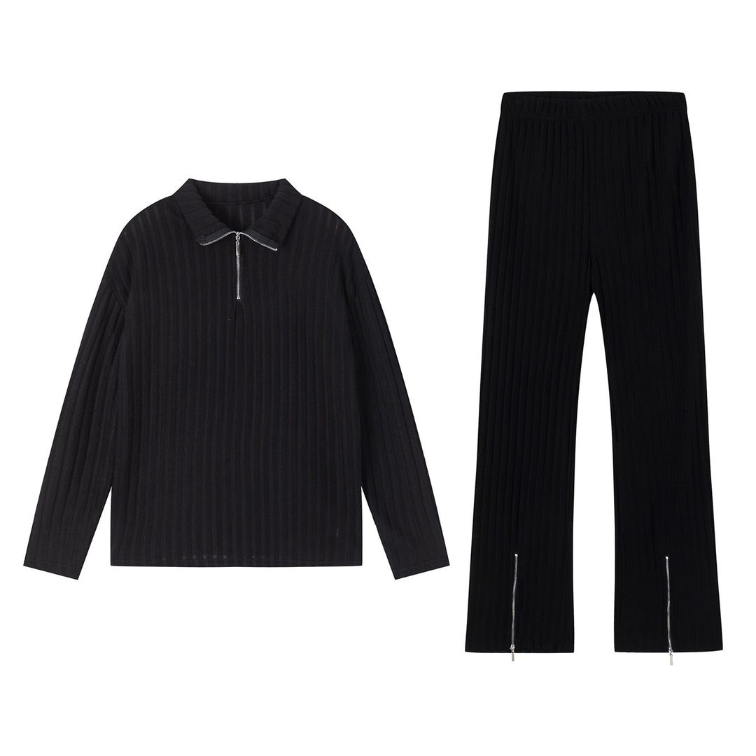 Women's sporty leisure set with a modern ribbed design and a high-quality collar Lune London