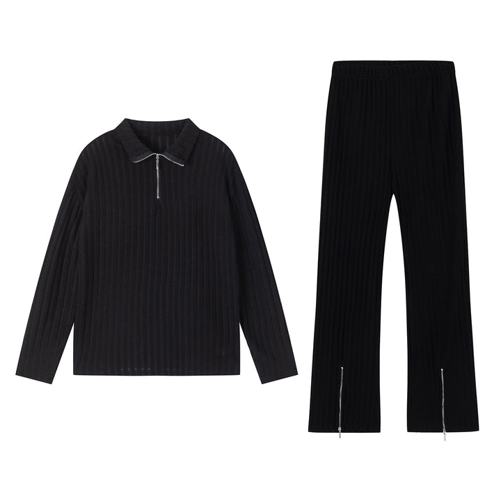 Women's sporty leisure set with a modern ribbed design and a high-quality collar Lune London