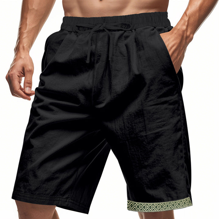 Casual beach shorts for men with elastic waist and decorative hem Lune London