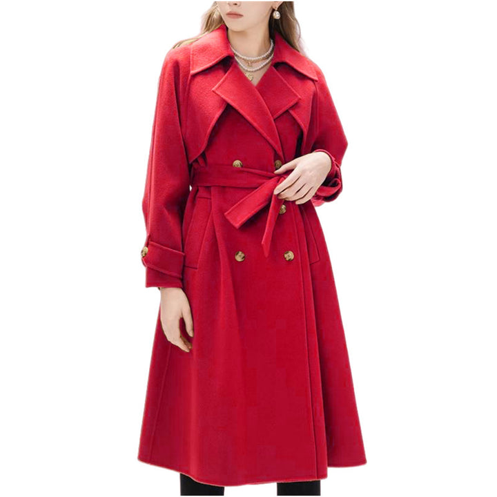 Women's trench coat lined with large lapels and waist belt Lune London