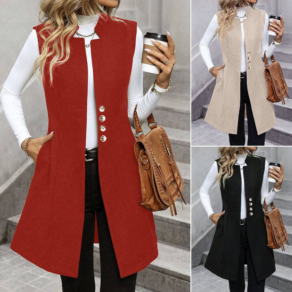 Ladies Elegant Vest made of high-quality boucle material and stylish button details Lune London