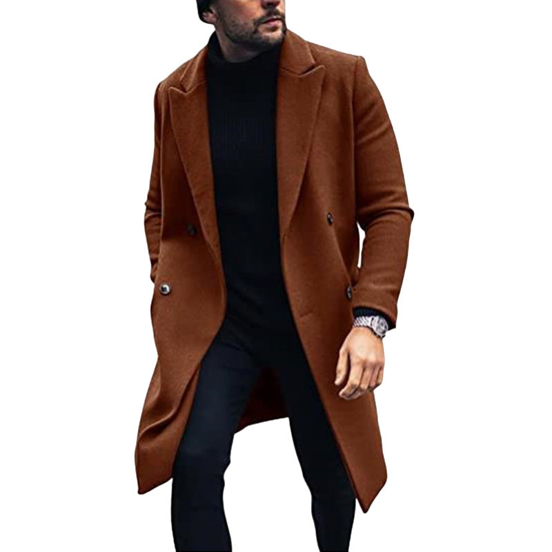 Modern long coat for men with double-breasted buttons and elegant lapels Lune London