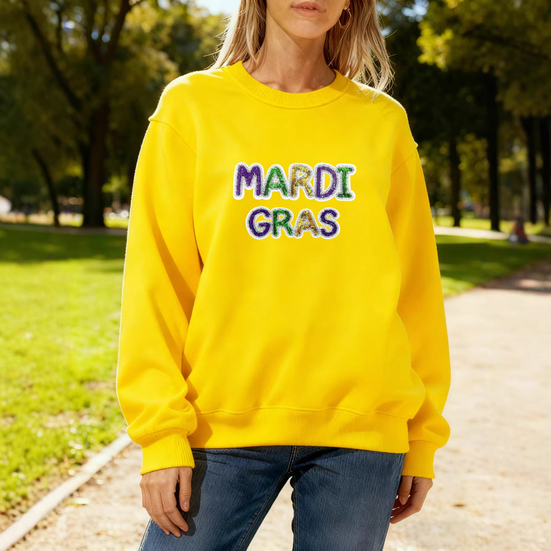 Sweat-shirt pour femmes avec lettrage vibrant de Mardi Gras Chic & Stil