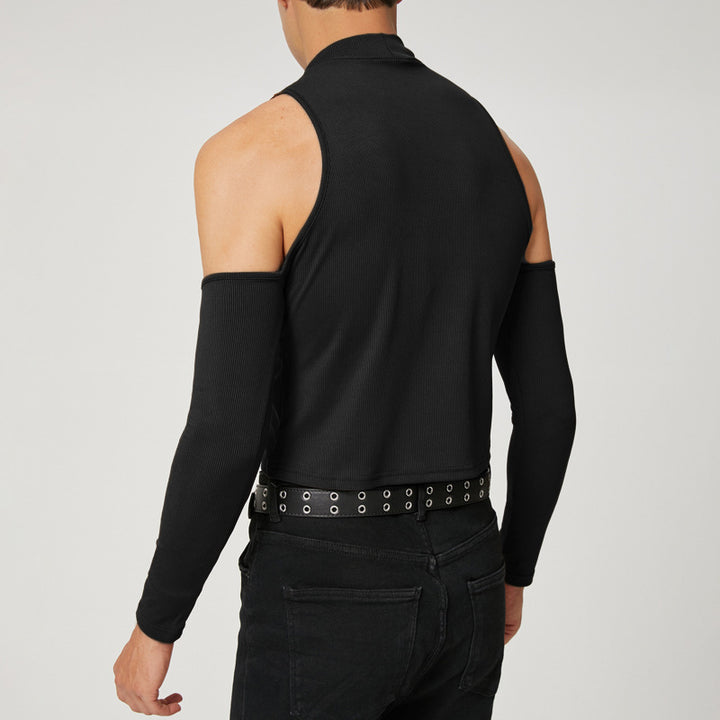 Men's sleeveless top with high collar in fashion and long sleeve design Lune London