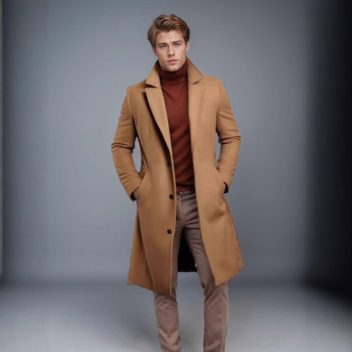 Chic wool coat for men with textured premium material Lune London
