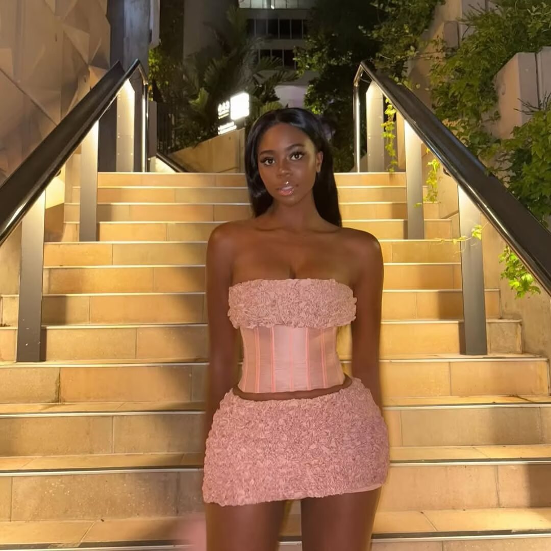 Crop top and mini skirt set for women with an elegant ruffle style Lune London