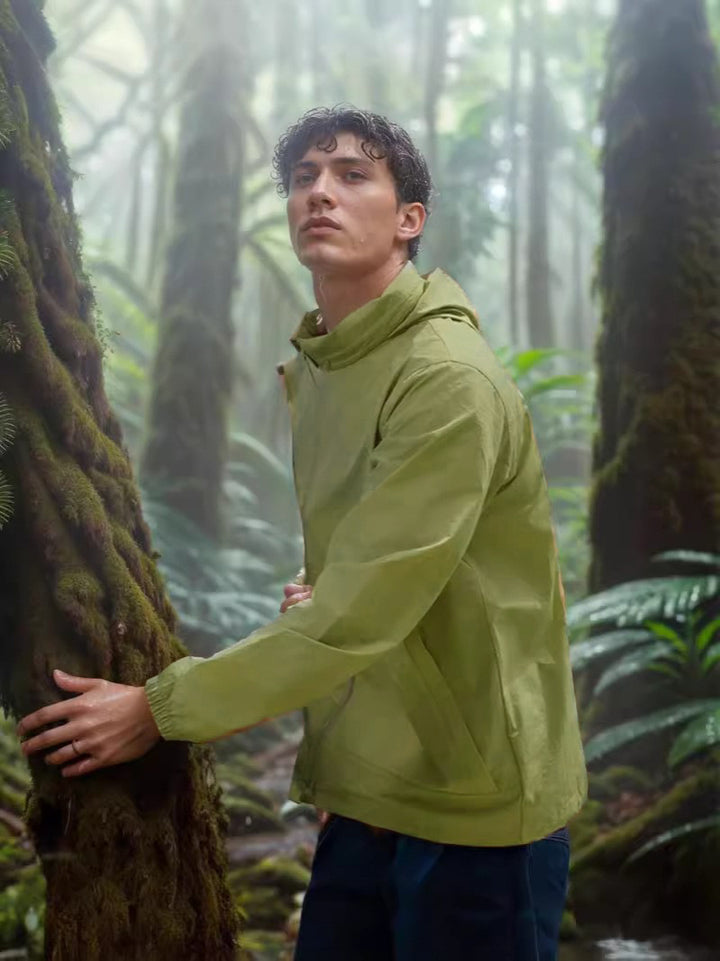 Waterproof utility jacket for men with adjustable hood system Lune London