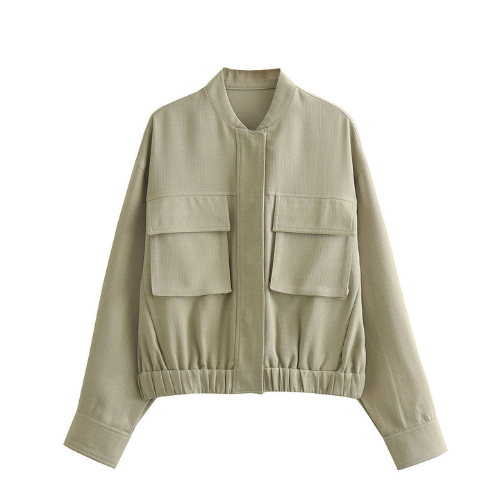Transitional jacket for women with sporty pockets and elastic belt Lune London