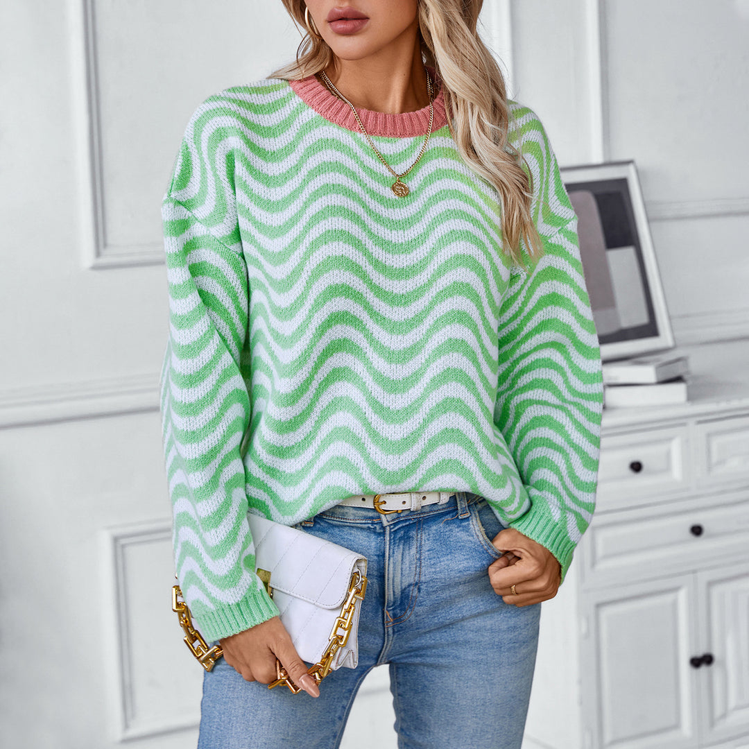 Women comfortable sweater with modern wave patterns and a minimalist cut Lune London