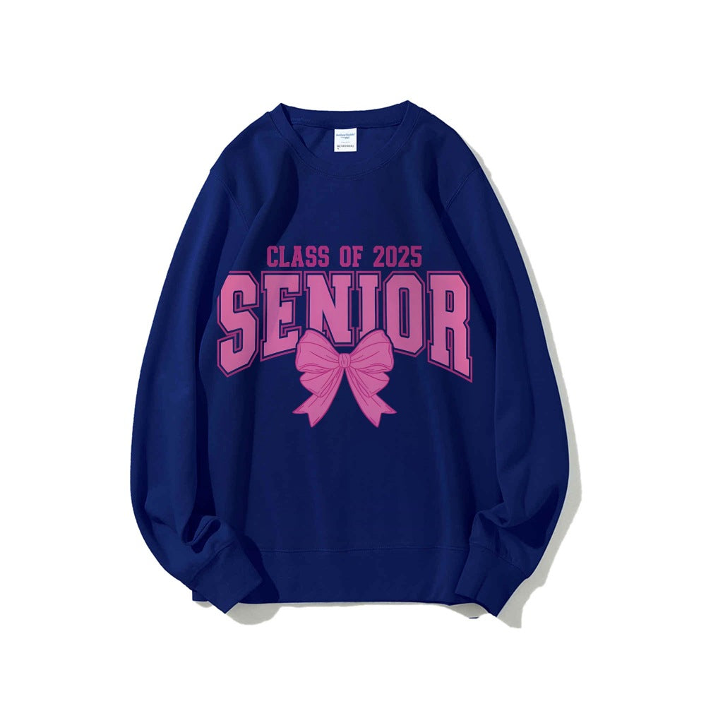 Sweatshirt pour femmes avec l'année de graduation et design de nœud décoratif Chic & Stil