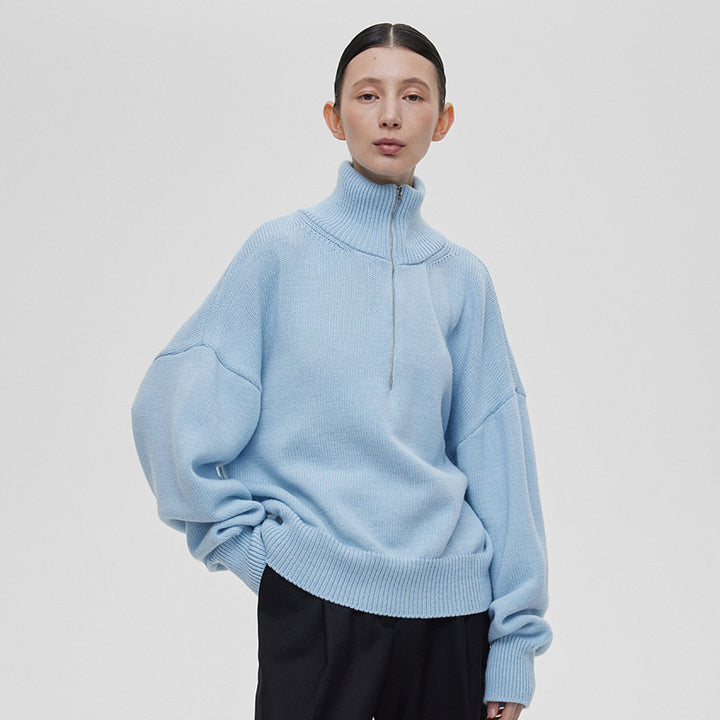 Ladies Knit Sweater with High Collar Lune London