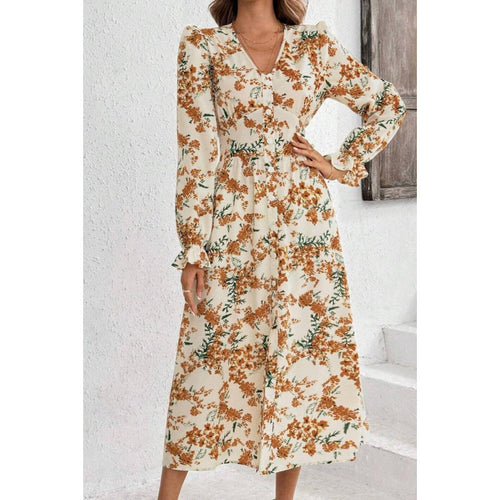 Maxi dress for women with an elegant cut and a floral design Lune London